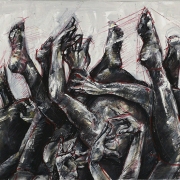 Entangled, 2019, oil on canvas, 40 x 80 cm