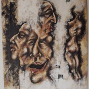 Three face. (2008) acrylic on wood163x122