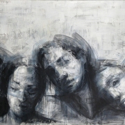 Blue Veil, 2020, oil on canvas, 142.5 x 74.5 cm