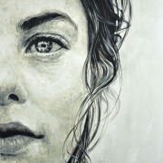 Beyond her eyes , 2021, oil on canvas, 7 x 80 cm